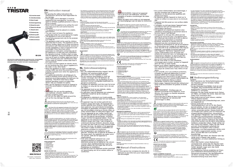 Page 1 de la notice Manuel utilisateur TriStar HD-2358