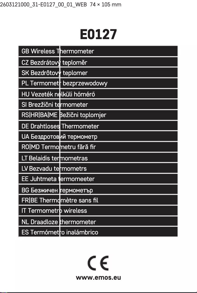 Page 1 de la notice Manuel utilisateur Emos E0127
