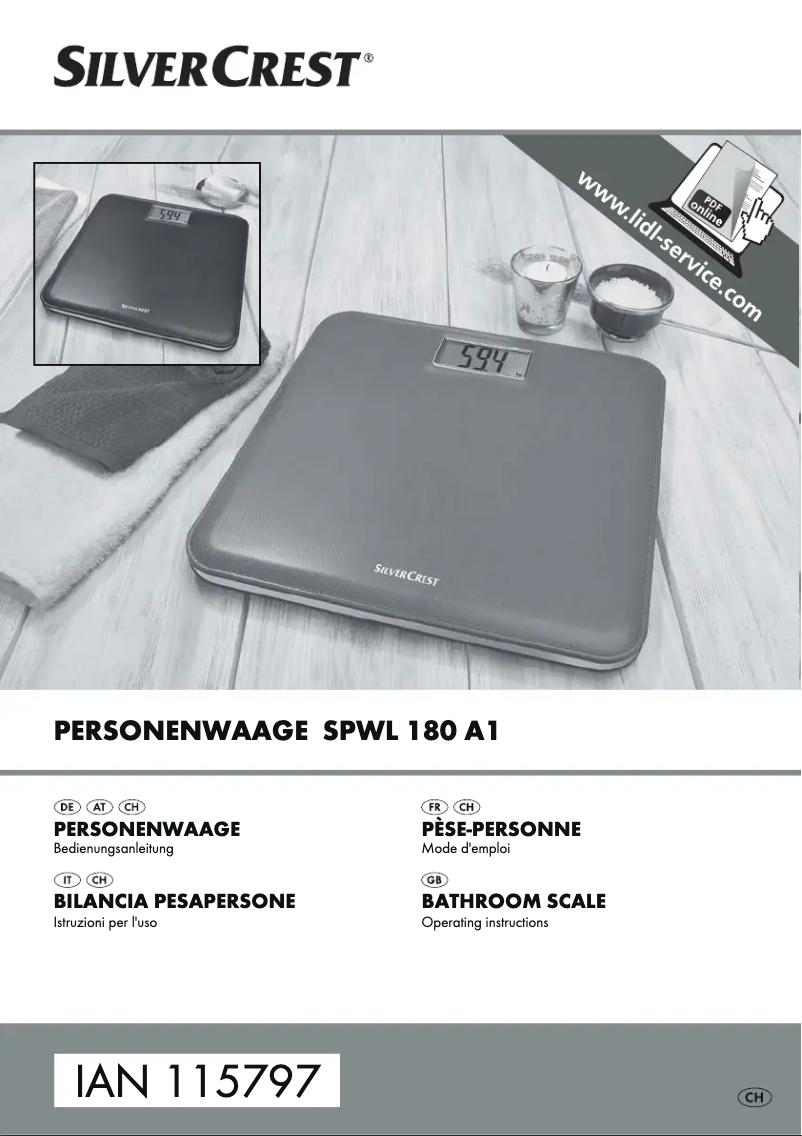 Page 1 de la notice Manuel utilisateur SilverCrest SPWL 180 A1