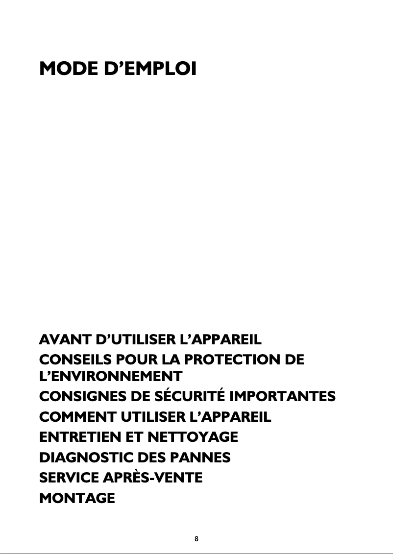 Page 1 de la notice Manuel utilisateur Whirlpool AKR 953