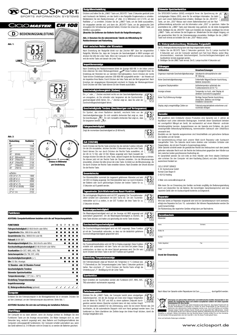 Page 1 de la notice Manuel utilisateur Ciclo Master CM108