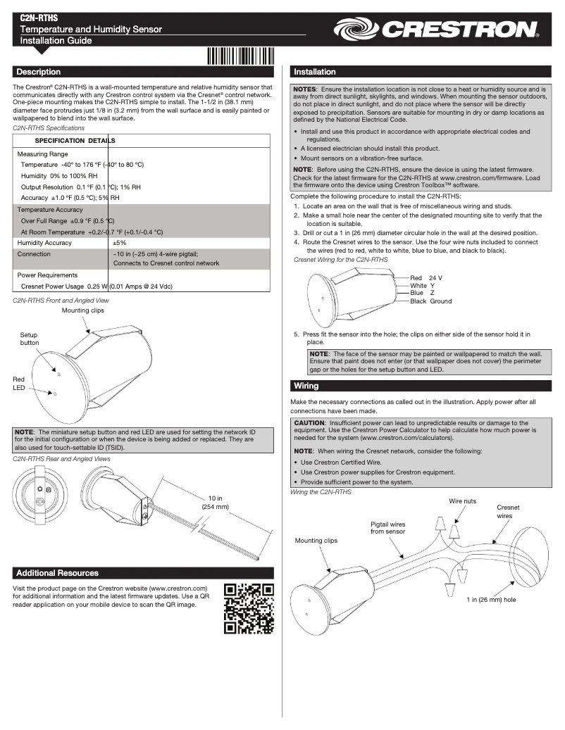 Image de la première page du manuel de l'appareil C2N-RTHS