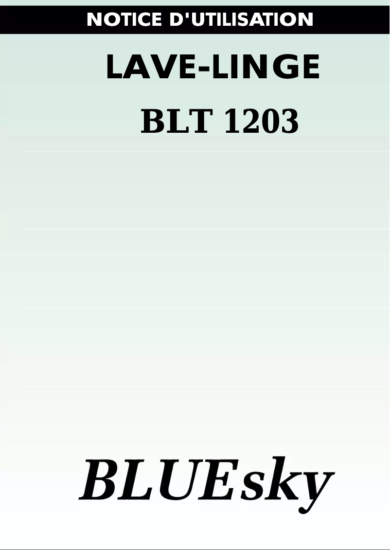 Page n°1 - Manuel utilisateur Bluesky BLT 1203