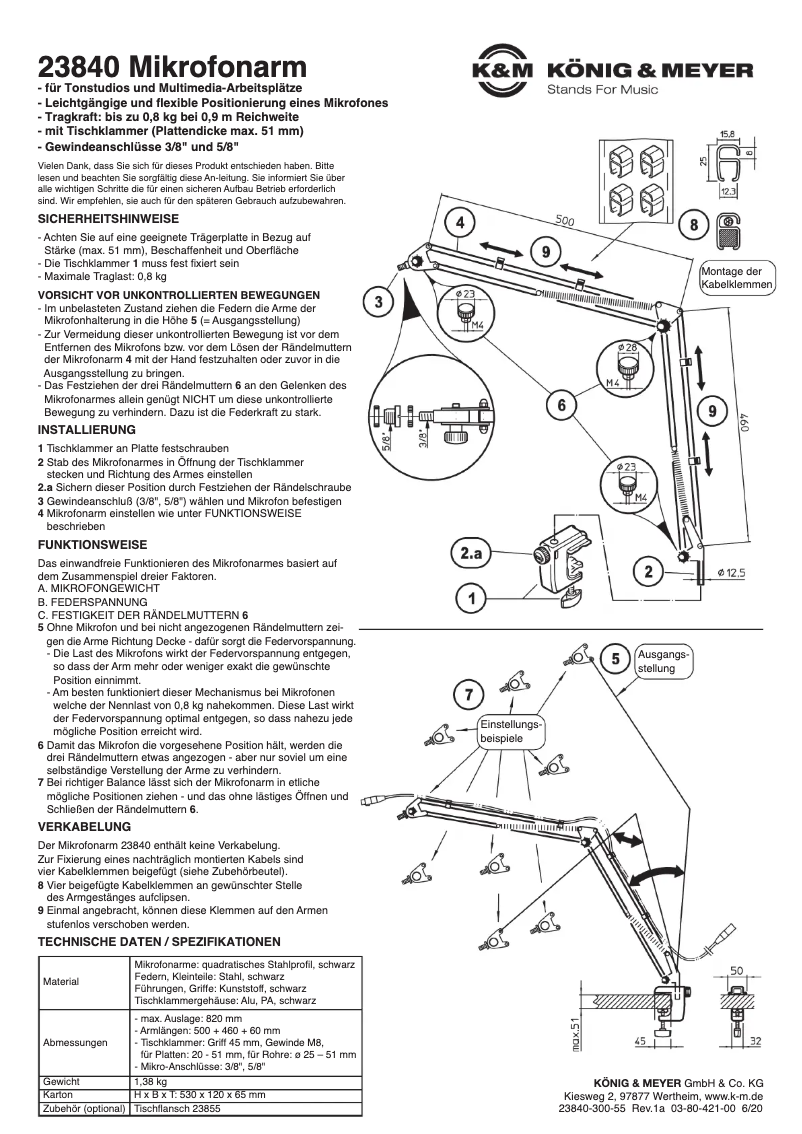 Page 1 de la notice Manuel utilisateur Konig & Meyer 23840