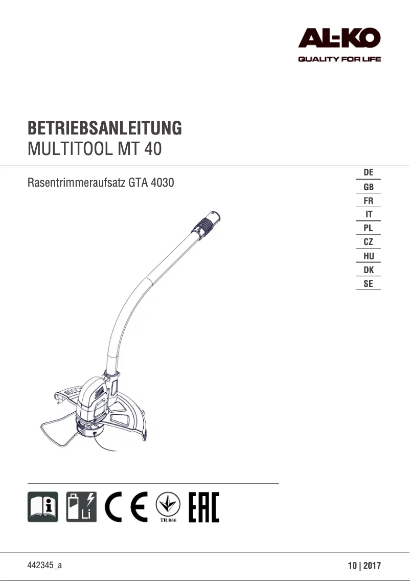 Image de la première page du manuel de l'appareil GTA 4030