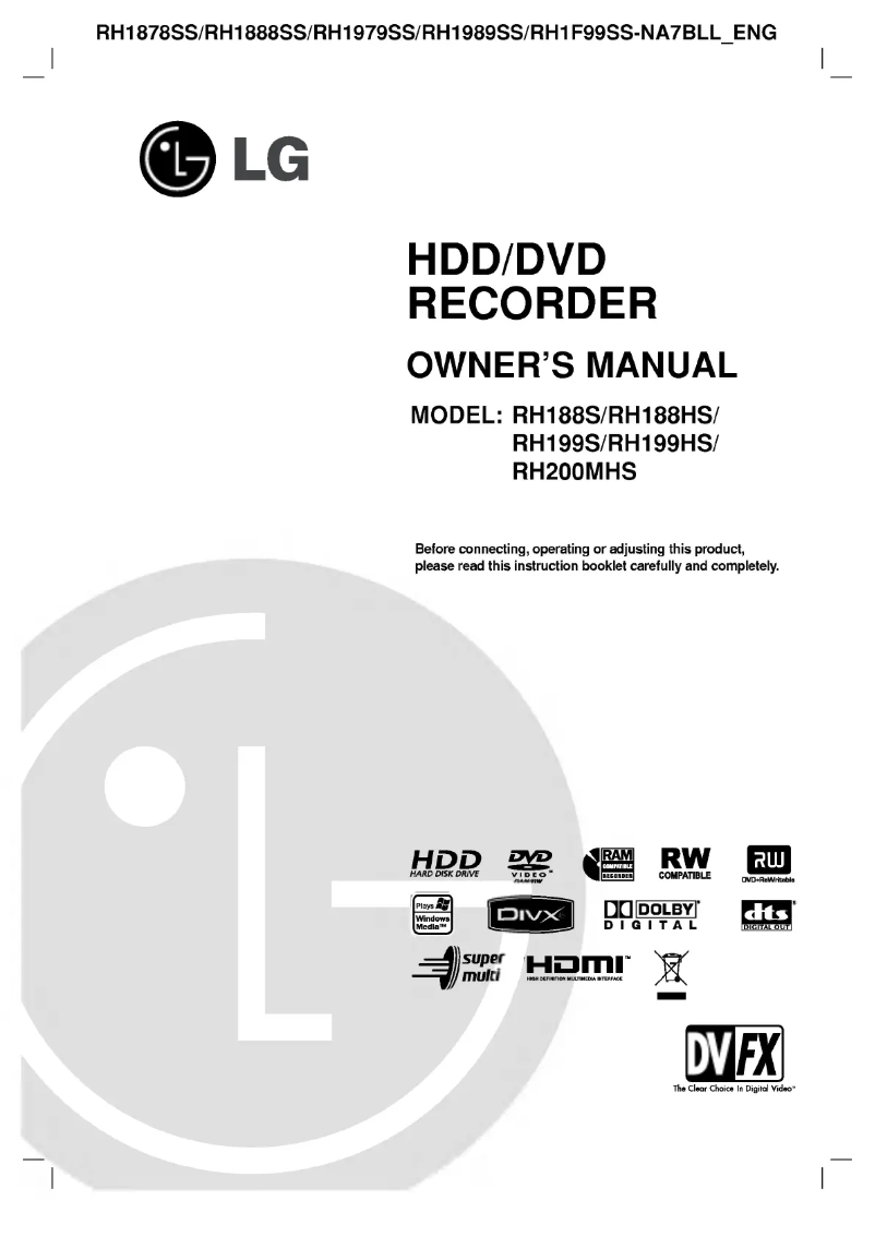 Page n°1 - Manuel utilisateur LG RH188HS