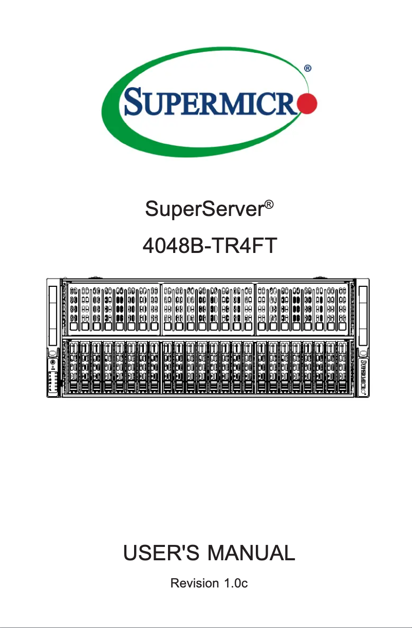 Image de la première page du manuel de l'appareil SuperServer 4048B-TR4FT