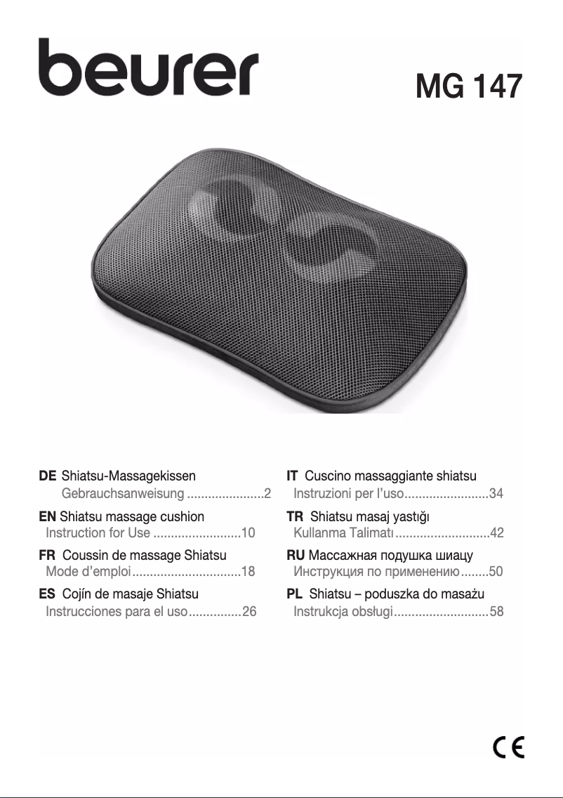 Page n°1 - Manuel utilisateur Beurer MG 147