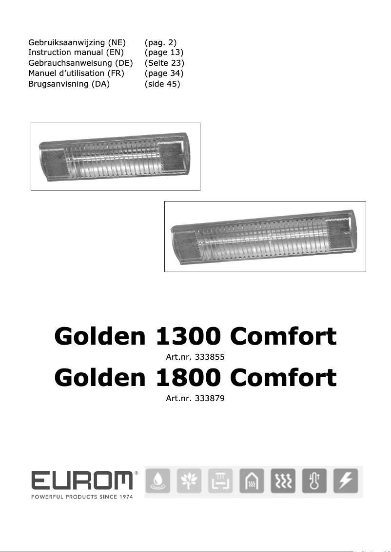 Page 1 de la notice Manuel utilisateur Euromac Golden 1300 Comfort