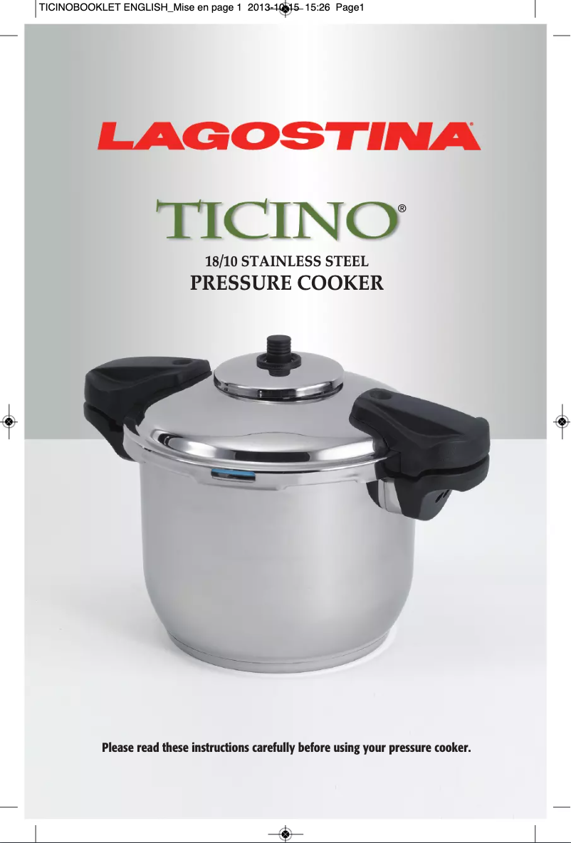 Page n°1 - Manuel utilisateur Lagostina Ticino
