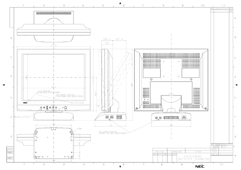 Página 1 del manual Dibujo técnico NEC MultiSync LCD1525XBK