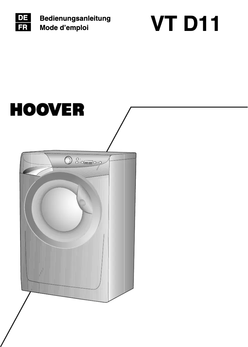Page n°1 - Manuel utilisateur Hoover VT 614 D11