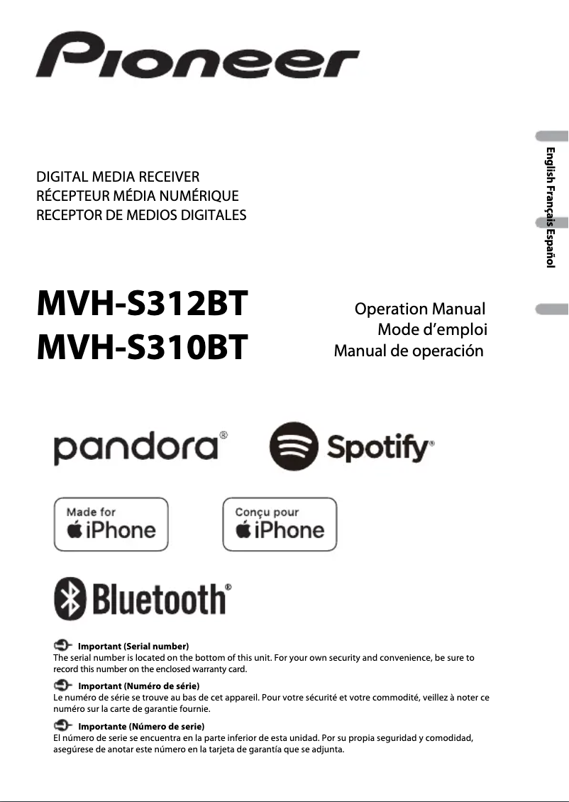 Image de la première page du manuel de l'appareil MVH-S312BT