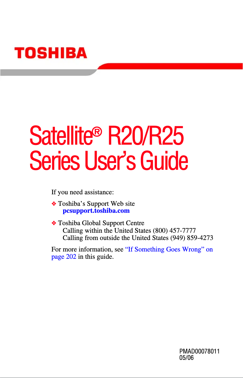 Page n°1 - Manuel utilisateur Toshiba Satellite R20