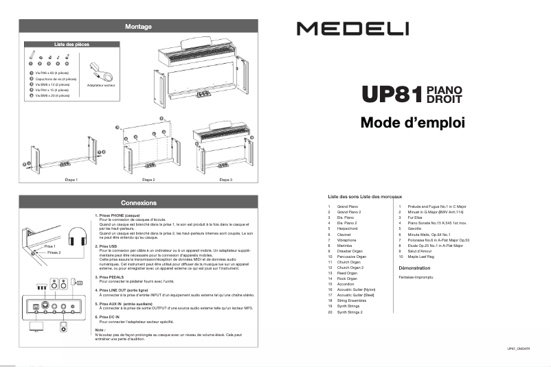 Página 1 del manual Manual de usuario Medeli UP81