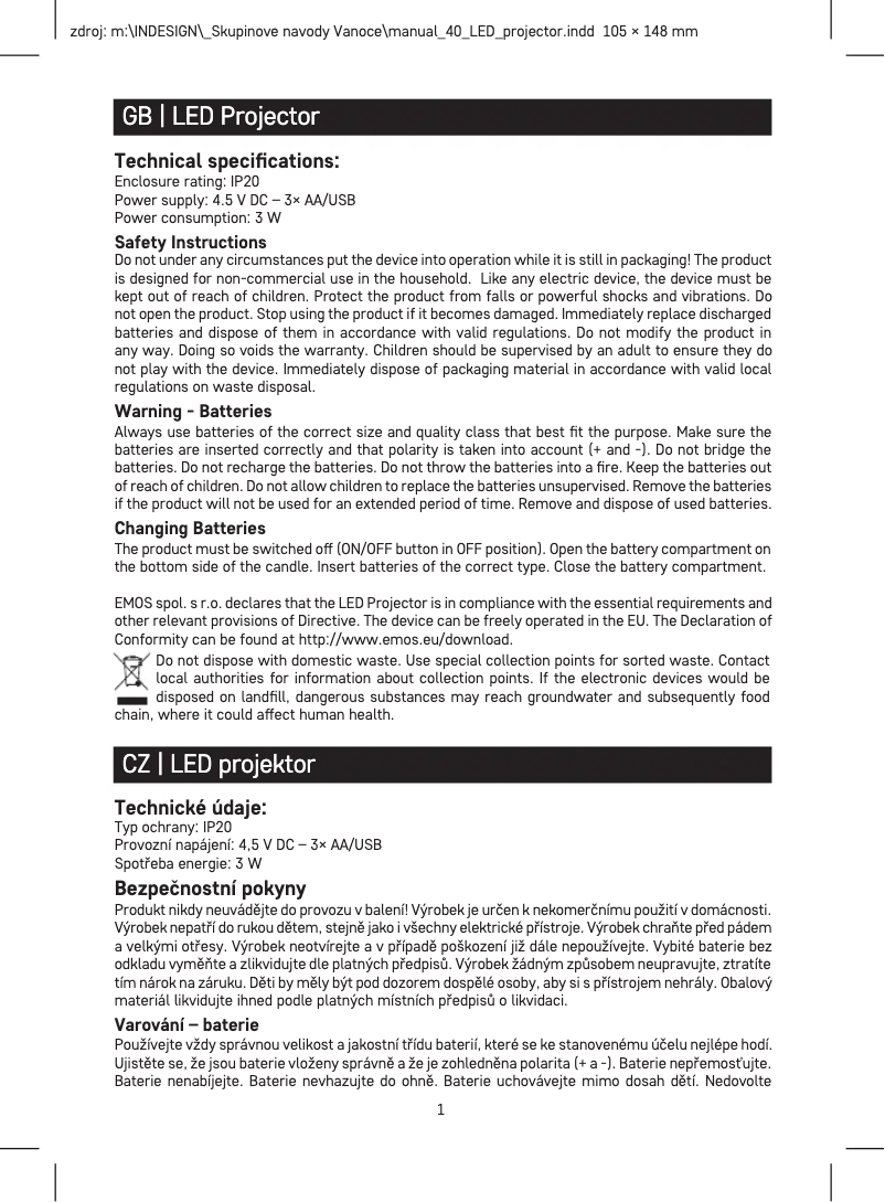 Page n°1 - Manuel utilisateur Emos DCPW06