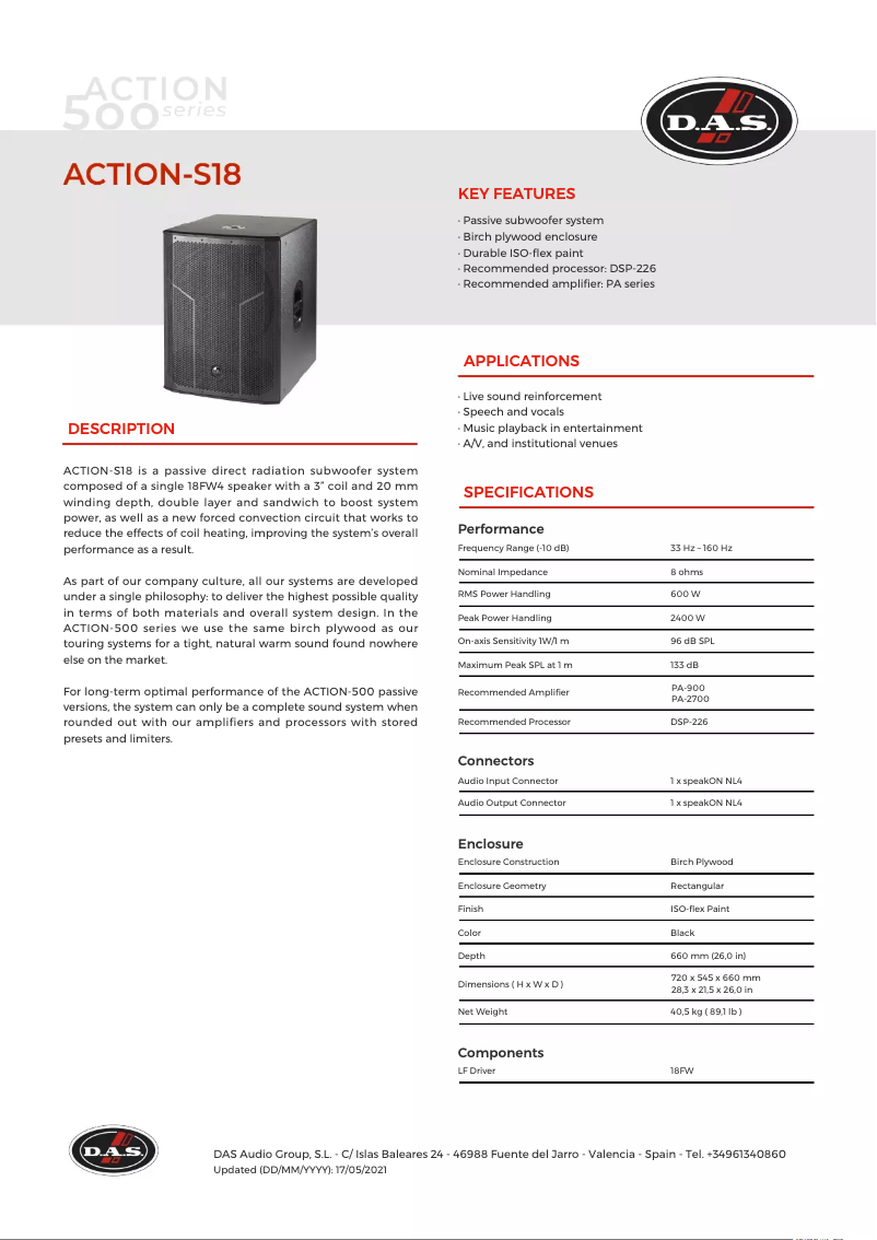 Image de la première page du manuel de l'appareil Action-S18