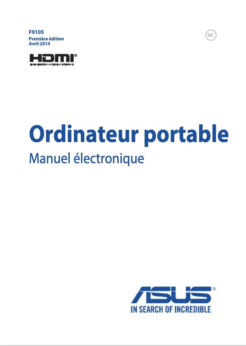Page n°1 - Manuel utilisateur Asus X555LF