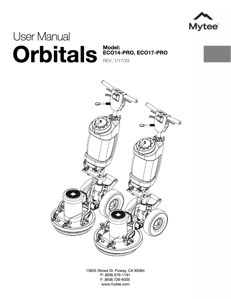 Image de la première page du manuel de l'appareil Orbitals ECO17-PRO