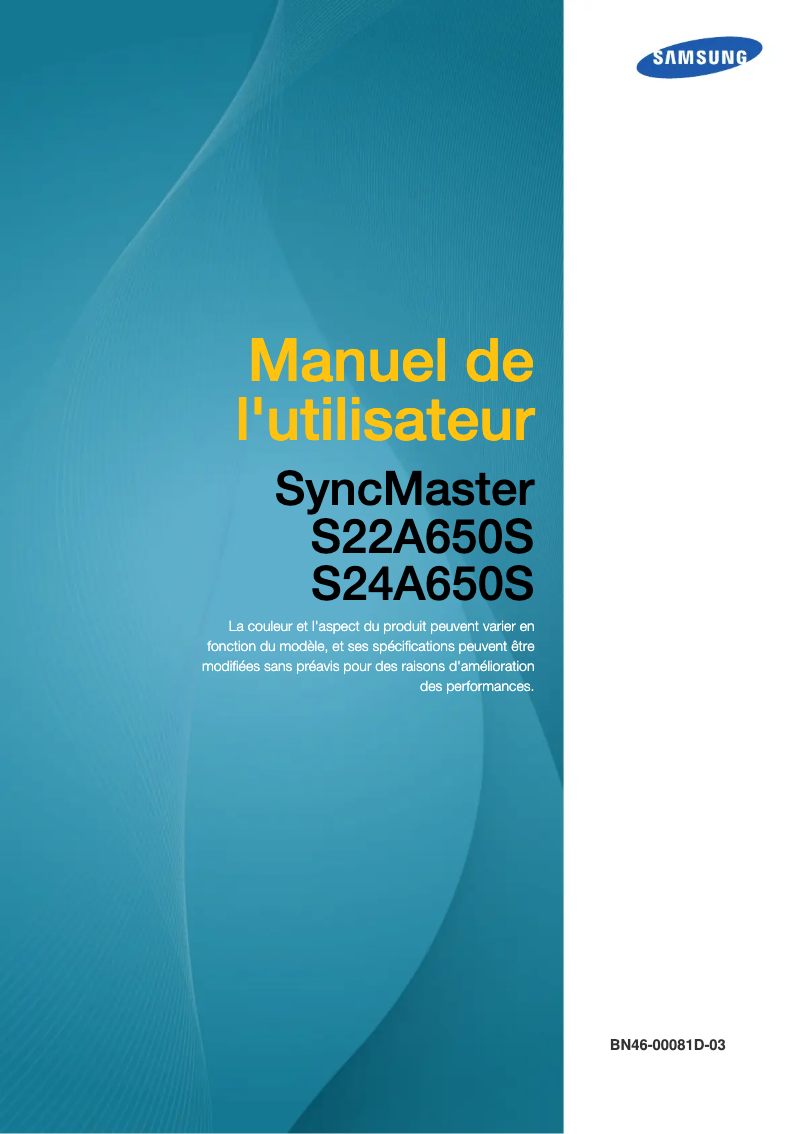 Image de la première page du manuel de l'appareil SyncMaster S24A650S