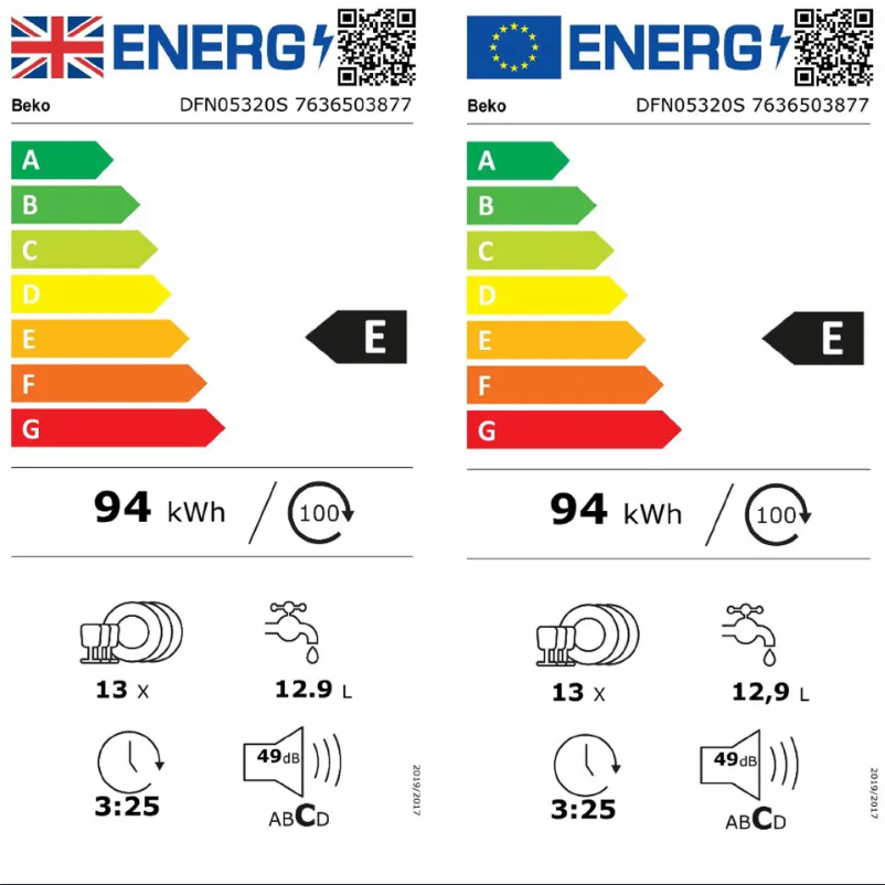 Page 1 de la notice Label énergétique Beko DFN05320