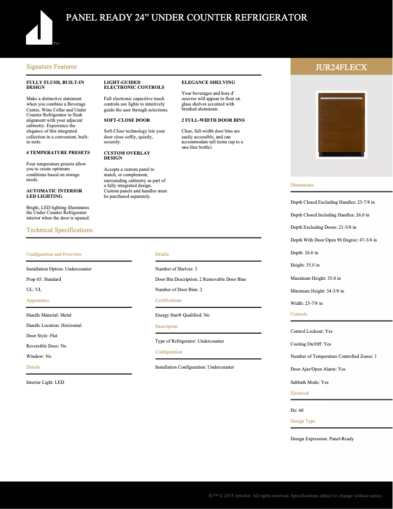 Image de la première page du manuel de l'appareil JUR24FRECX