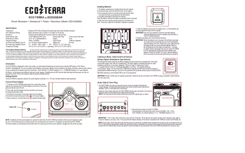 Page 1 de la notice Manuel utilisateur Grace Digital Audio GDI-AQ2SI60 docking speaker