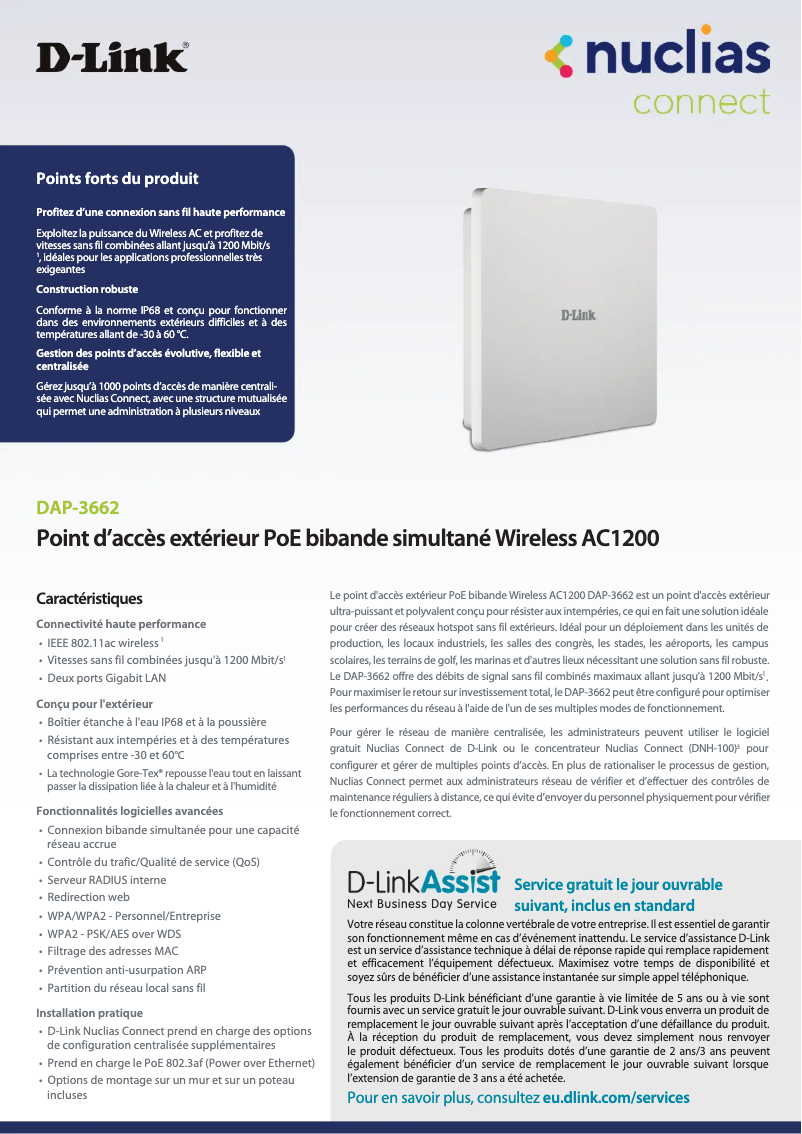 Página 1 del manual Ficha técnica D-Link DAP-3662