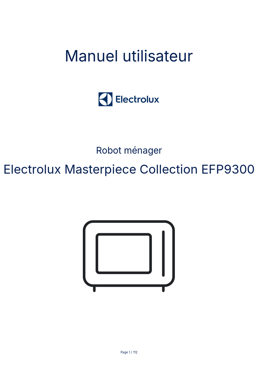 Page n°1 - Manuel utilisateur Electrolux Masterpiece Collection EFP9300