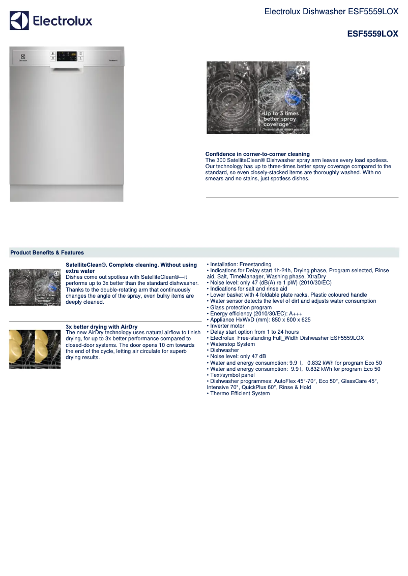 Page n°1 - Fiche technique Electrolux ESF5559LOX