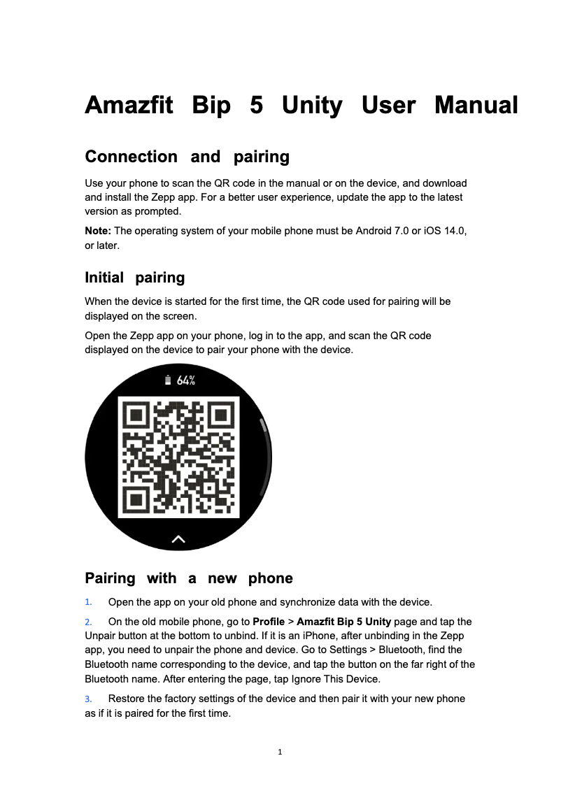 Page n°1 - Manuel utilisateur Amazfit Bip 5 Unity