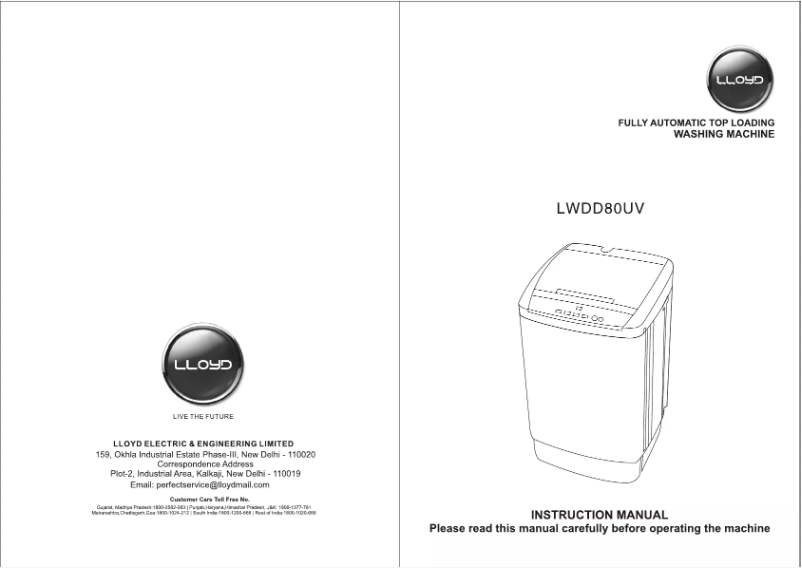 Page n°1 - Manuel utilisateur Lloyd LWDD80UV