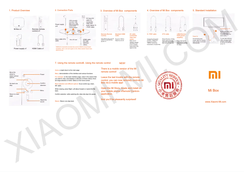 Page 1 de la notice Manuel utilisateur Xiaomi Mi Box Pro