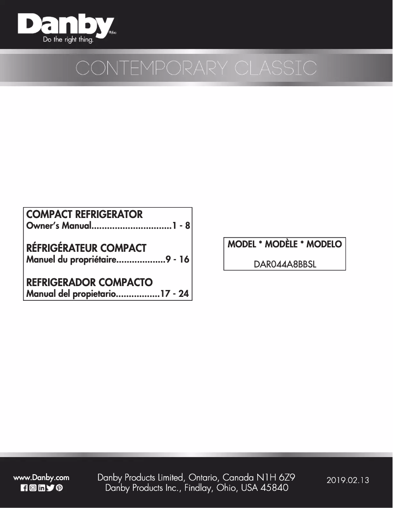 Página 1 del manual Manual de usuario Danby DAR044A8BBSL
