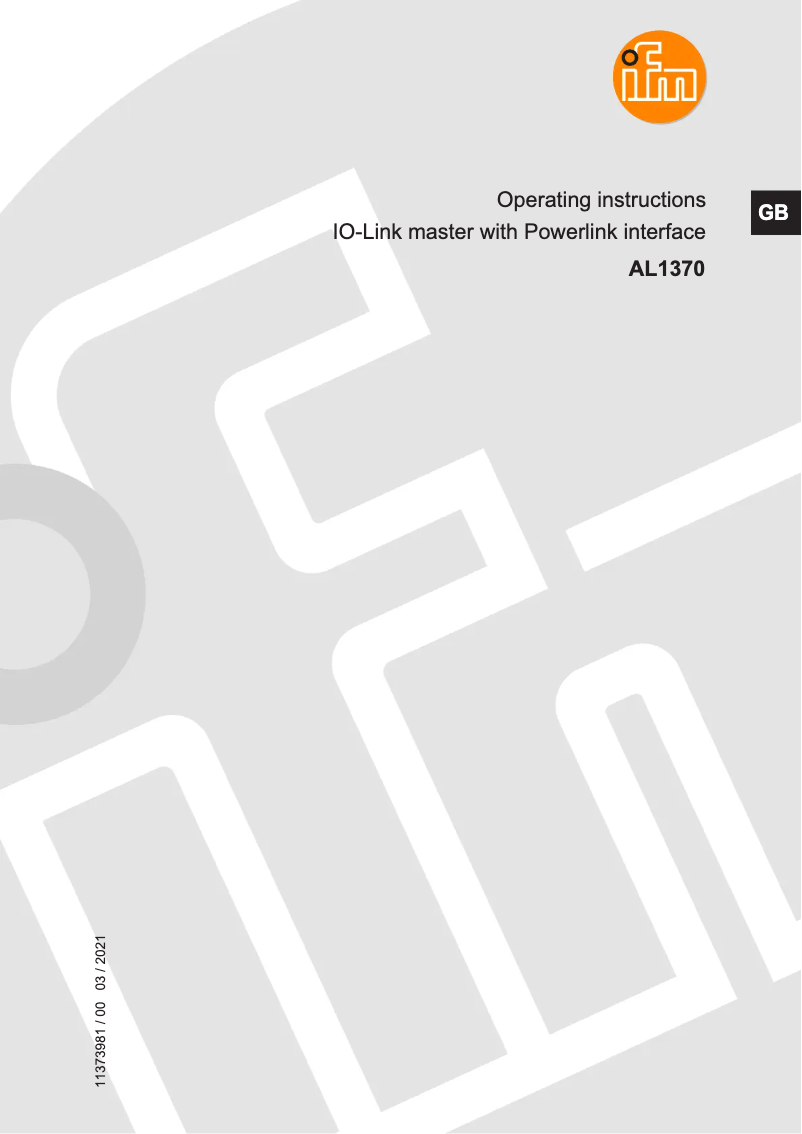 Page n°1 - Manuel utilisateur IFM AL1370