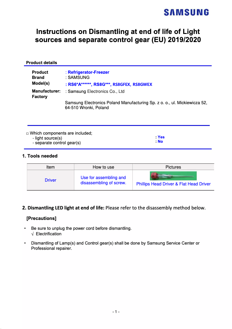 Page 1 de la notice Manuel utilisateur Samsung RS66A8100SL