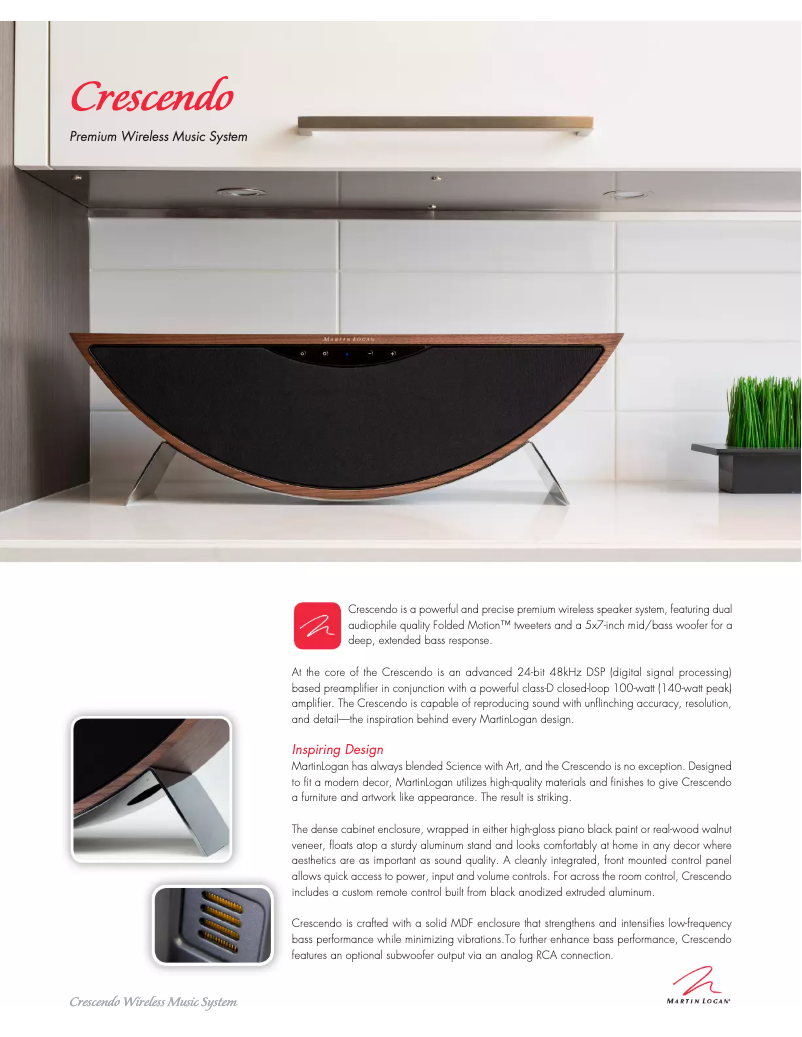Page 1 de la notice Brochure Martin Logan Crescendo