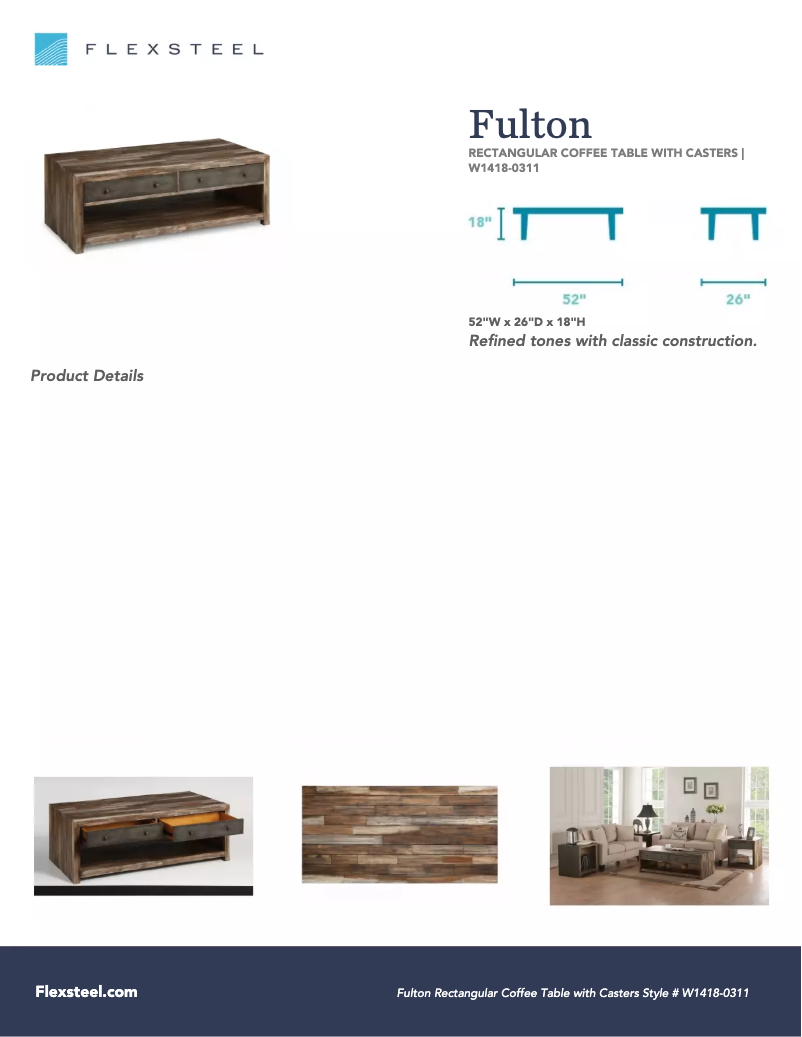 Page n°1 - Manuel utilisateur Flexsteel Fulton W1418-0311