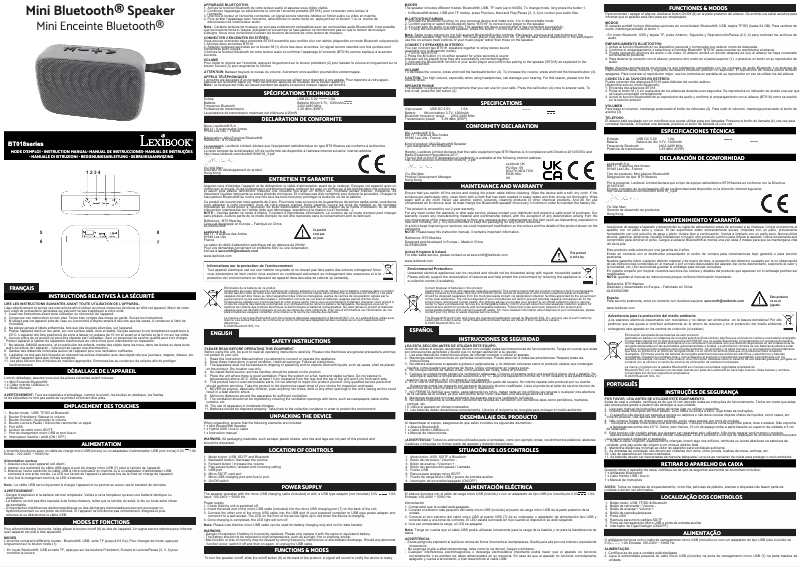 Image de la première page du manuel de l'appareil BT018