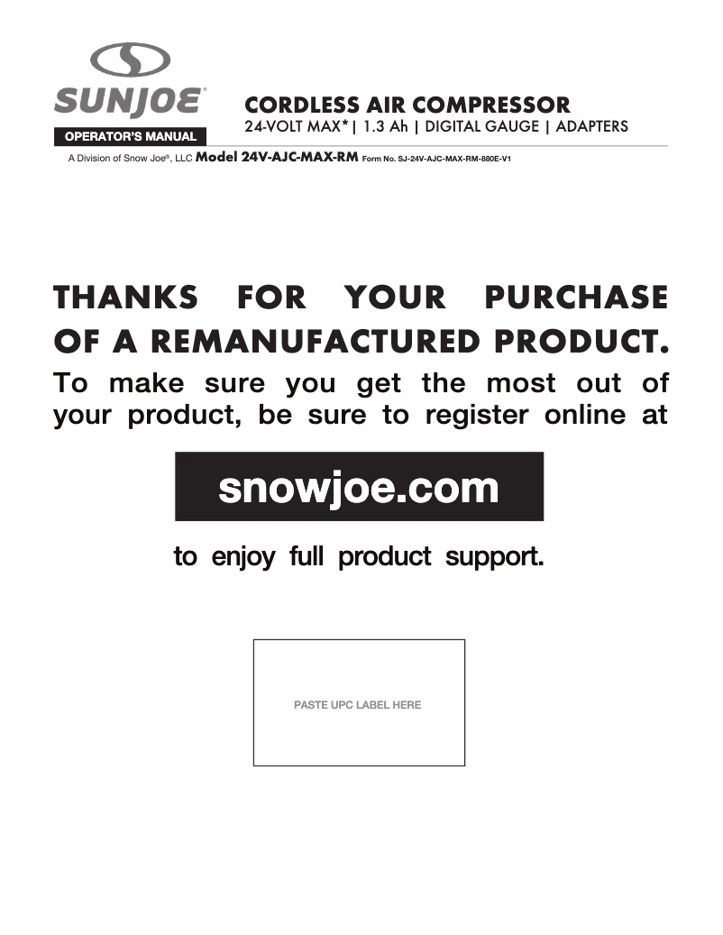 Page 1 de la notice Manuel utilisateur Auto Joe 24V-AJC-MAX-RM