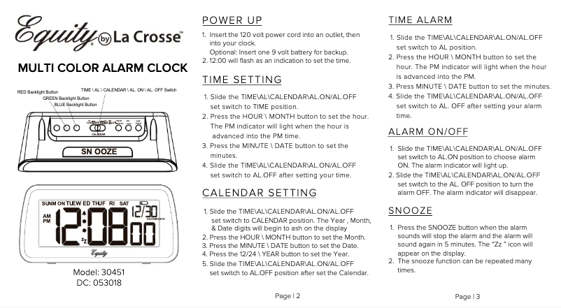 Page n°1 - Manuel utilisateur La Crosse Technology 30451