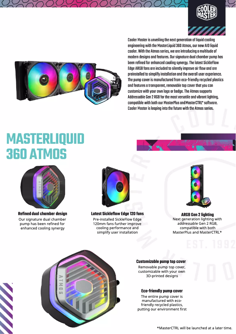 Página 1 del manual Ficha técnica Cooler Master MasterLiquid 360 ATMOS