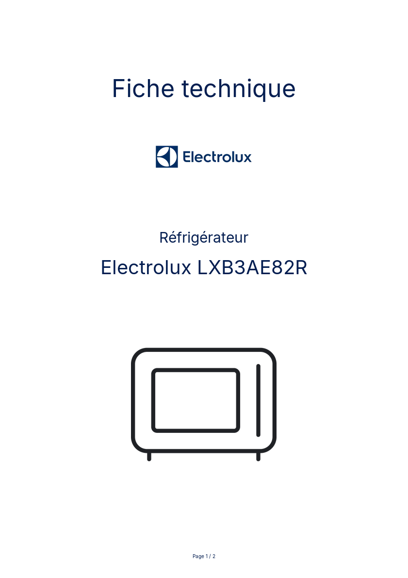 Page n°1 - Fiche technique Electrolux LXB3AE82R