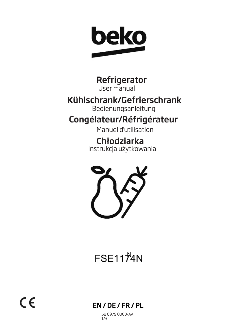 Page 1 de la notice Manuel utilisateur Beko FSE1174N
