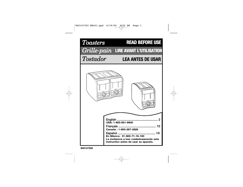 Page 1 de la notice Manuel utilisateur Proctor Silex 24850
