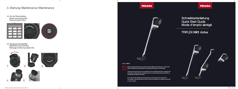 Page n°1 - Guide de démarrage rapide Miele Triflex HX1 Facelift Active