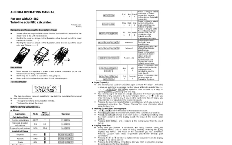 Image de la première page du manuel de l'appareil AX-582PK