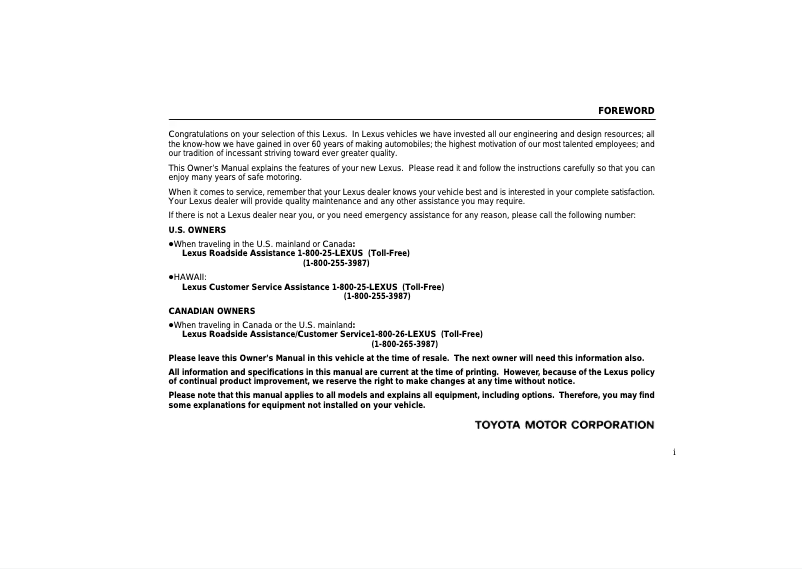 Image de la première page du manuel de l'appareil LS 430 (2004)