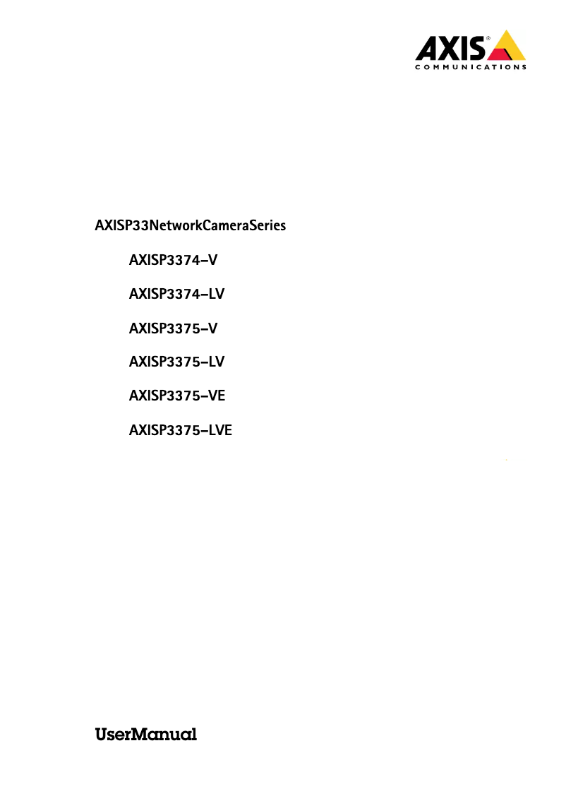 Page n°1 - Manuel utilisateur Axis P3375-VE