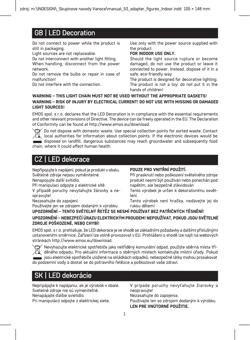 Page n°1 - Manuel utilisateur Emos DCGW12